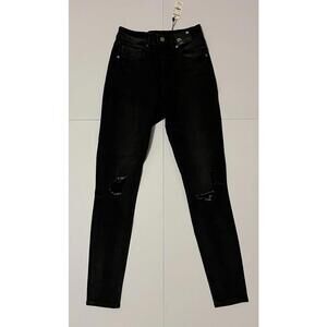 New Express High Waisted Black Ripped Skinny Jeans 0R *Retail $98*